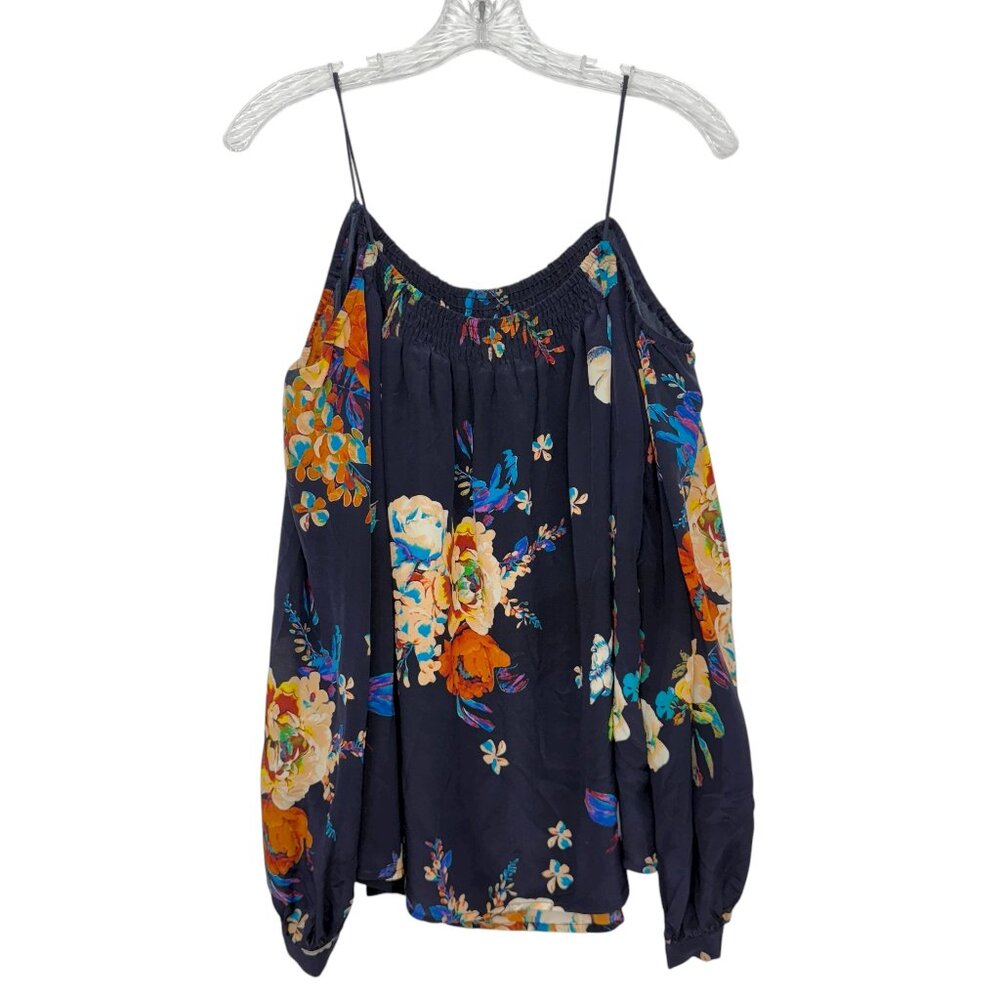 Anthropologie Maeve Tallie Open-Shoulder 100 % Silk Top Blouse Women's size M - Picture 3 of 8